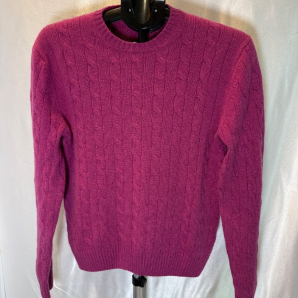 Brooks Brothers Magenta Cable-Knit Crewneck Sweater